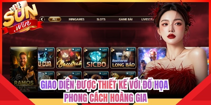 Giao diện được thiết kế với đồ họa phong cách hoàng gia
